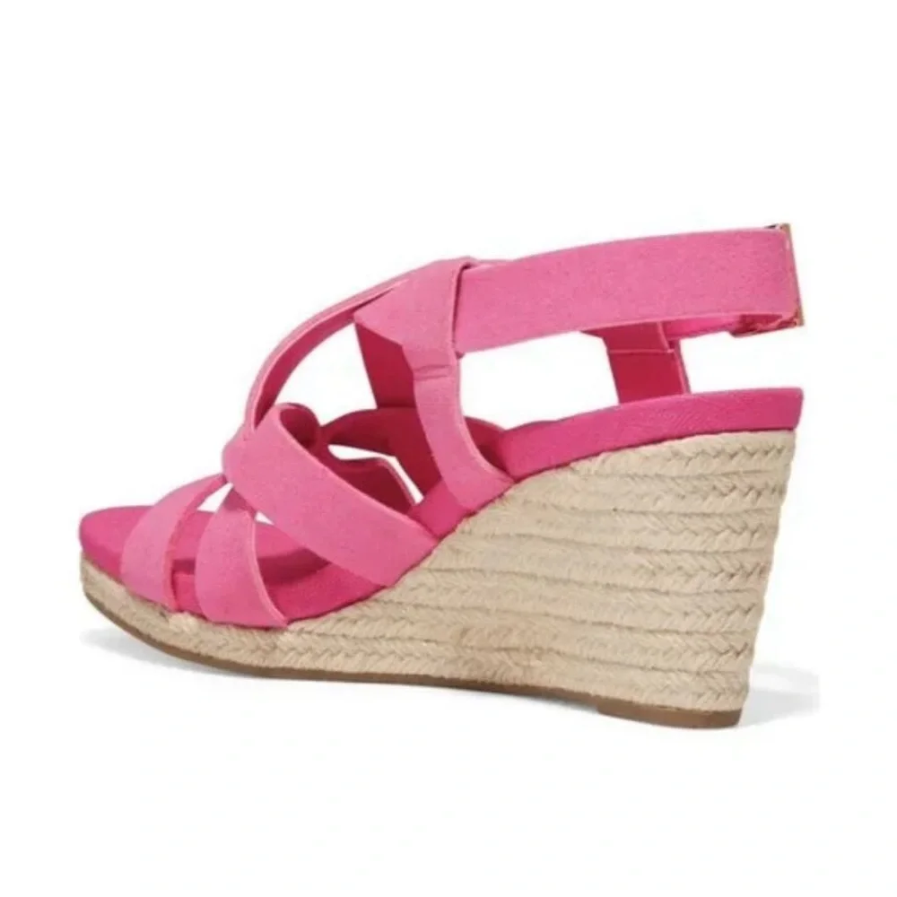 Cole Haan Crystal Espadrille Women’s Fuschia Pink Wedge Sandals Size 7